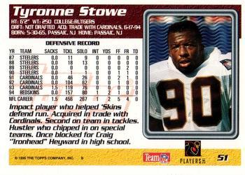 1995 Topps - Carolina Panthers #51 Tyronne Stowe Back