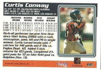 1995 Topps - Carolina Panthers #66 Curtis Conway Back