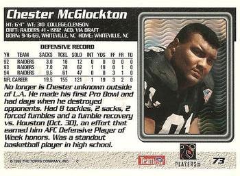 1995 Topps - Carolina Panthers #73 Chester McGlockton Back
