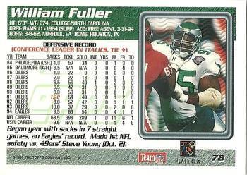 1995 Topps - Carolina Panthers #78 William Fuller Back