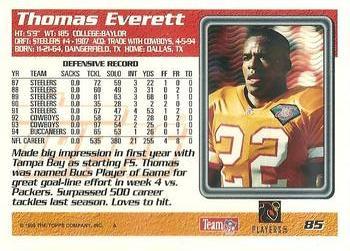 1995 Topps - Carolina Panthers #85 Thomas Everett Back