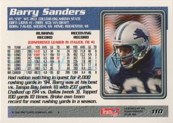 1995 Topps - Carolina Panthers #110 Barry Sanders Back
