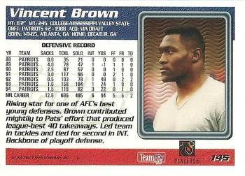 1995 Topps - Carolina Panthers #145 Vincent Brown Back