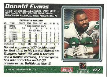 1995 Topps - Carolina Panthers #177 Donald Evans Back