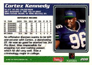 1995 Topps - Carolina Panthers #208 Cortez Kennedy Back