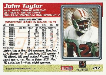 1995 Topps - Carolina Panthers #217 John Taylor Back