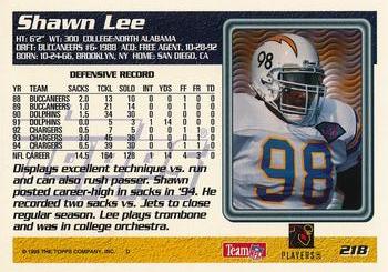 1995 Topps - Carolina Panthers #218 Shawn Lee Back