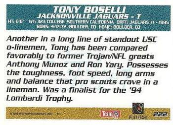 1995 Topps - Carolina Panthers #222 Tony Boselli Back