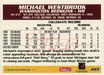 1995 Topps - Carolina Panthers #223 Michael Westbrook Back