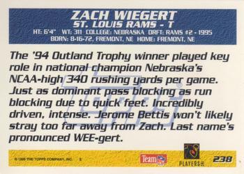 1995 Topps - Carolina Panthers #238 Zach Wiegert Back