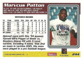 1995 Topps - Carolina Panthers #244 Marvcus Patton Back