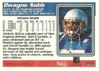 1995 Topps - Carolina Panthers #256 Dwayne Sabb Back
