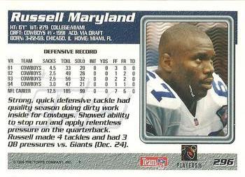 1995 Topps - Carolina Panthers #296 Russell Maryland Back