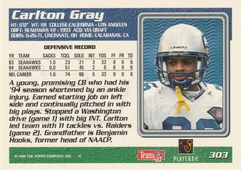 1995 Topps - Carolina Panthers #303 Carlton Gray Back