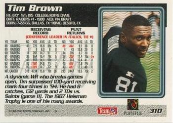 1995 Topps - Carolina Panthers #310 Tim Brown Back
