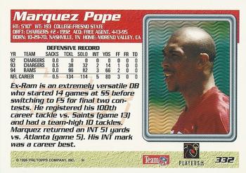 1995 Topps - Carolina Panthers #332 Marquez Pope Back