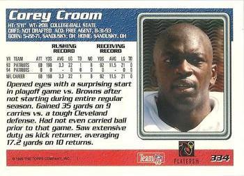 1995 Topps - Carolina Panthers #334 Corey Croom Back