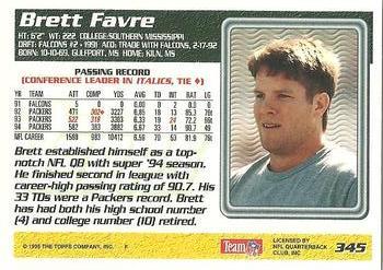 1995 Topps - Carolina Panthers #345 Brett Favre Back
