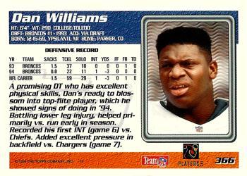 1995 Topps - Carolina Panthers #366 Dan Williams Back