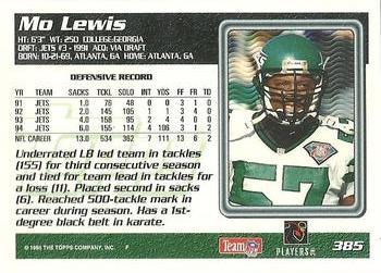 1995 Topps - Carolina Panthers #385 Mo Lewis Back