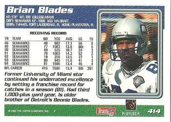 1995 Topps - Carolina Panthers #414 Brian Blades Back