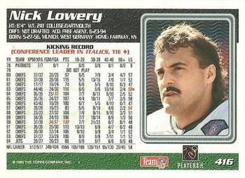 1995 Topps - Carolina Panthers #416 Nick Lowery Back