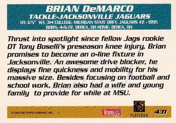 1995 Topps - Carolina Panthers #431 Brian DeMarco Back