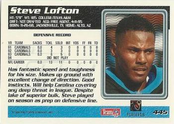 1995 Topps - Carolina Panthers #445 Steve Lofton Back