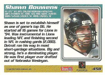 1995 Topps - Carolina Panthers #458 Shawn Bouwens Back