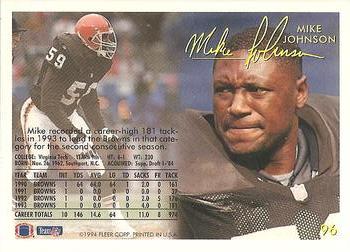 1994 Fleer #96 Mike Johnson Back