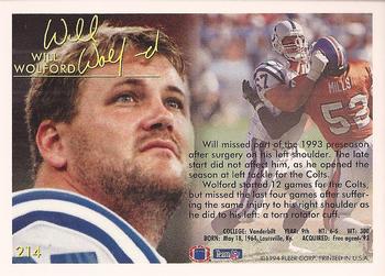 1994 Fleer #214 Will Wolford Back