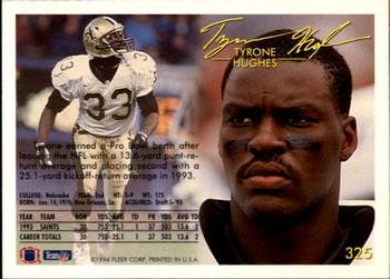 1994 Fleer #325 Tyrone Hughes Back
