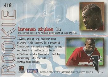 1995 Ultra - Gold Medallion #416 Lorenzo Styles Back