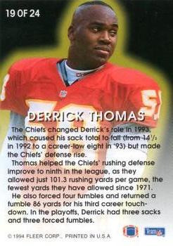 1994 Fleer - Fleer All-Pros #19 Derrick Thomas Back