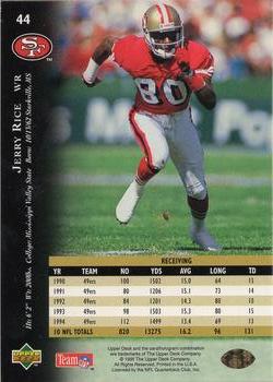 1995 Upper Deck - Electric Gold #44 Jerry Rice Back