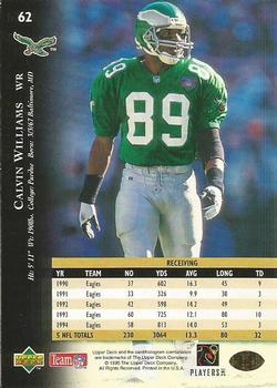 1995 Upper Deck - Electric Gold #62 Calvin Williams Back