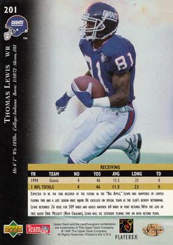 1995 Upper Deck - Electric Gold #201 Thomas Lewis Back