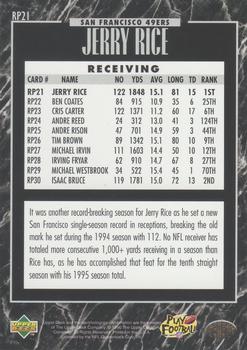 1995 Upper Deck - Predictors Exchange: League Leaders #RP21 Jerry Rice Back