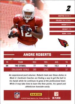 2010 Donruss Rated Rookies #2 Andre Roberts Back