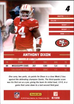 2010 Donruss Rated Rookies #4 Anthony Dixon Back