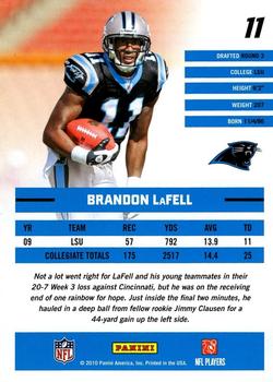 2010 Donruss Rated Rookies #11 Brandon LaFell Back