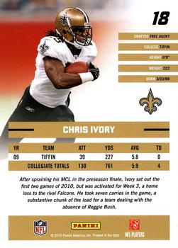 2010 Donruss Rated Rookies #18 Chris Ivory Back