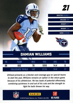 2010 Donruss Rated Rookies #21 Damian Williams Back