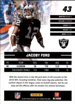 2010 Donruss Rated Rookies #43 Jacoby Ford Back