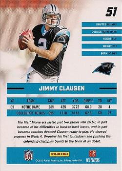 2010 Donruss Rated Rookies #51 Jimmy Clausen Back