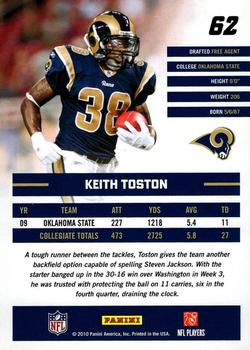 2010 Donruss Rated Rookies #62 Keith Toston Back