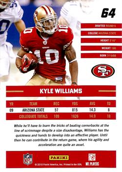 2010 Donruss Rated Rookies #64 Kyle Williams Back