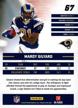 2010 Donruss Rated Rookies #67 Mardy Gilyard Back