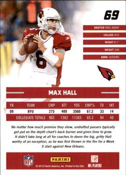 2010 Donruss Rated Rookies #69 Max Hall Back