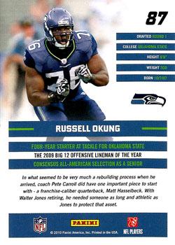 2010 Donruss Rated Rookies #87 Russell Okung Back